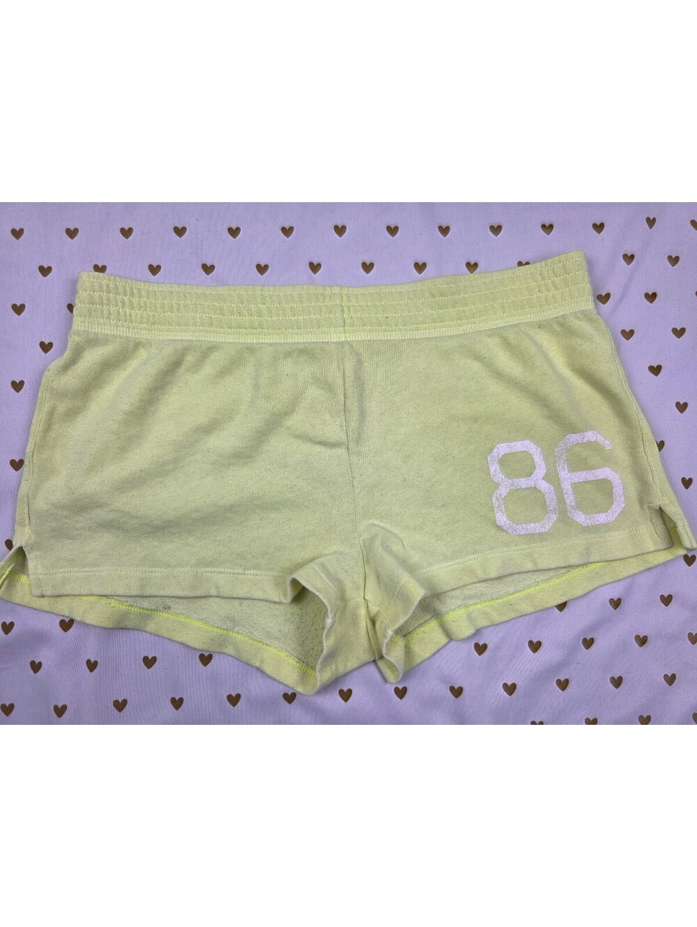 Victorias Secret PINK Vintage Y2llow Logo butt Sweat Shorts Y2k SMALL - Picture 2 of 6